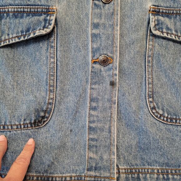 Denim Barn Jacket Womans 2X Blue Baccini Chore Coat Corduroy Collar Vintage - Picture 5 of 10